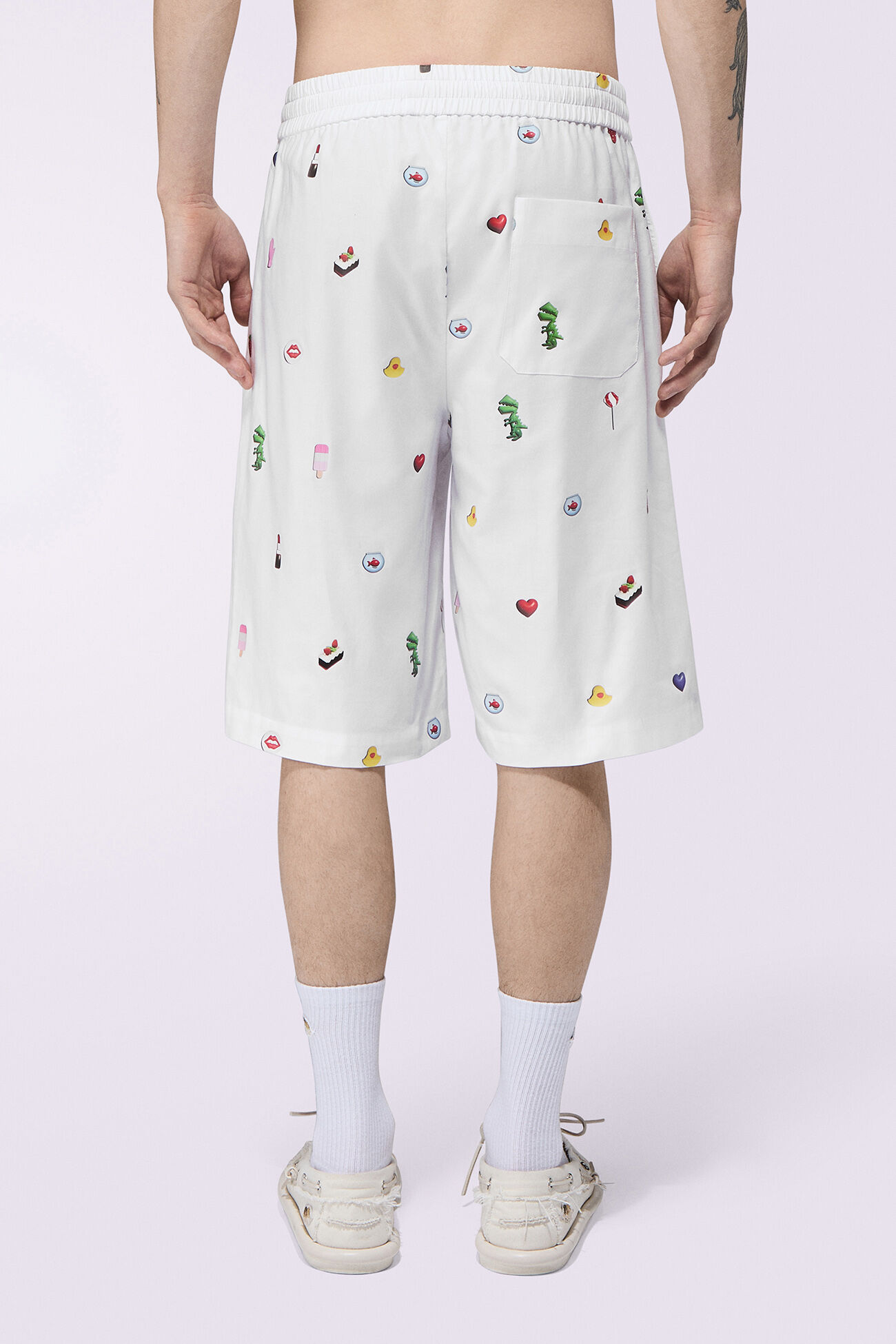 Charm Print Shorts White