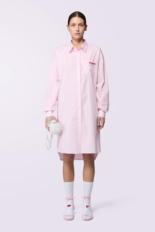 Gingham Midi Shirt Dress Pink