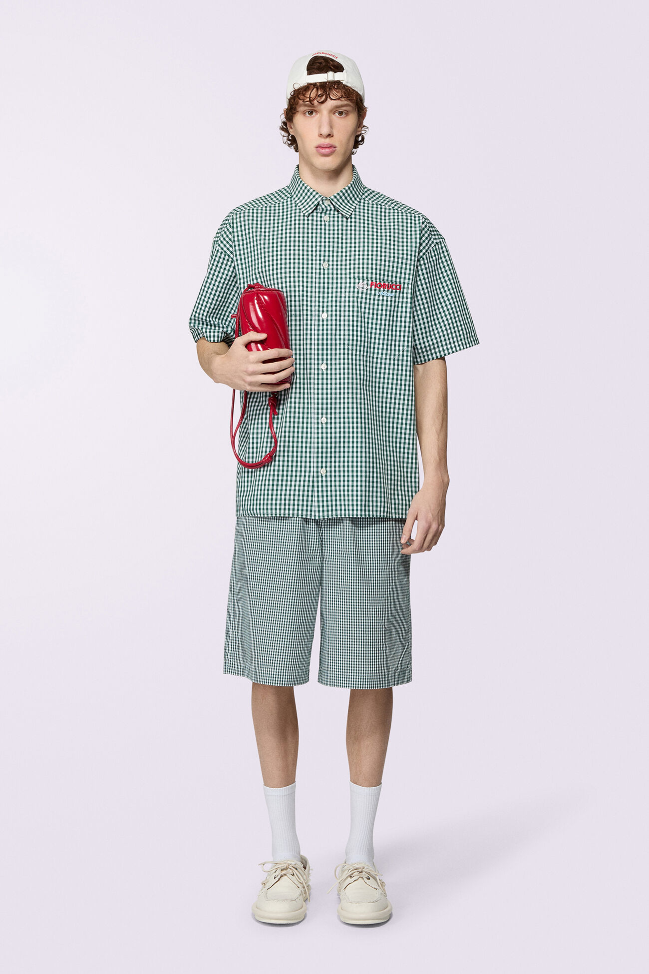 Gingham Logo Bowling Shirt Green