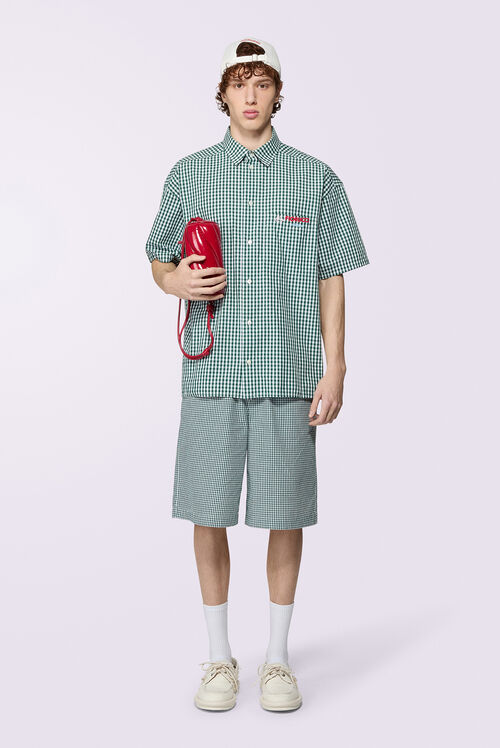Gingham Logo Bowling Shirt Green