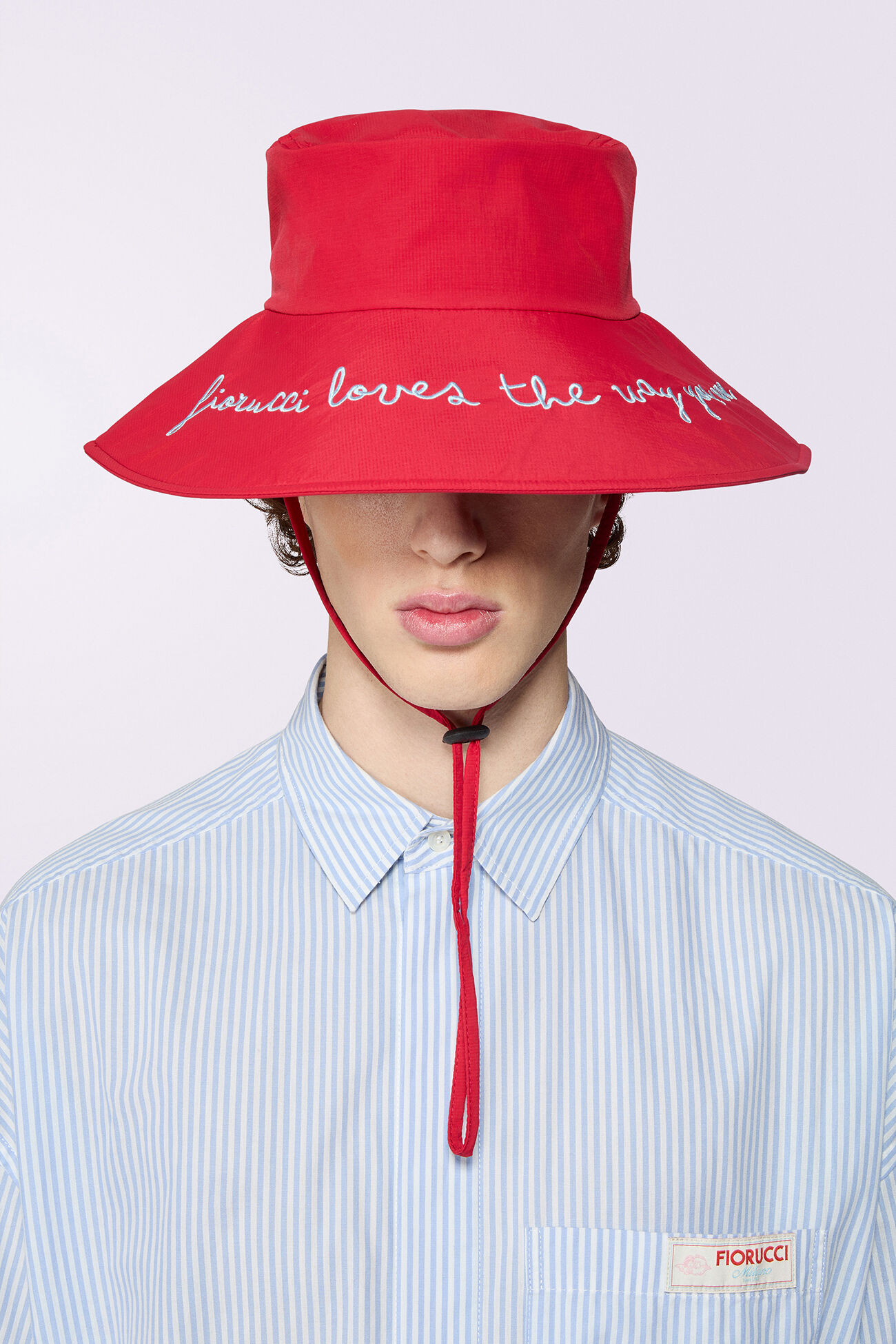 Embroidered Bucket Hat Red