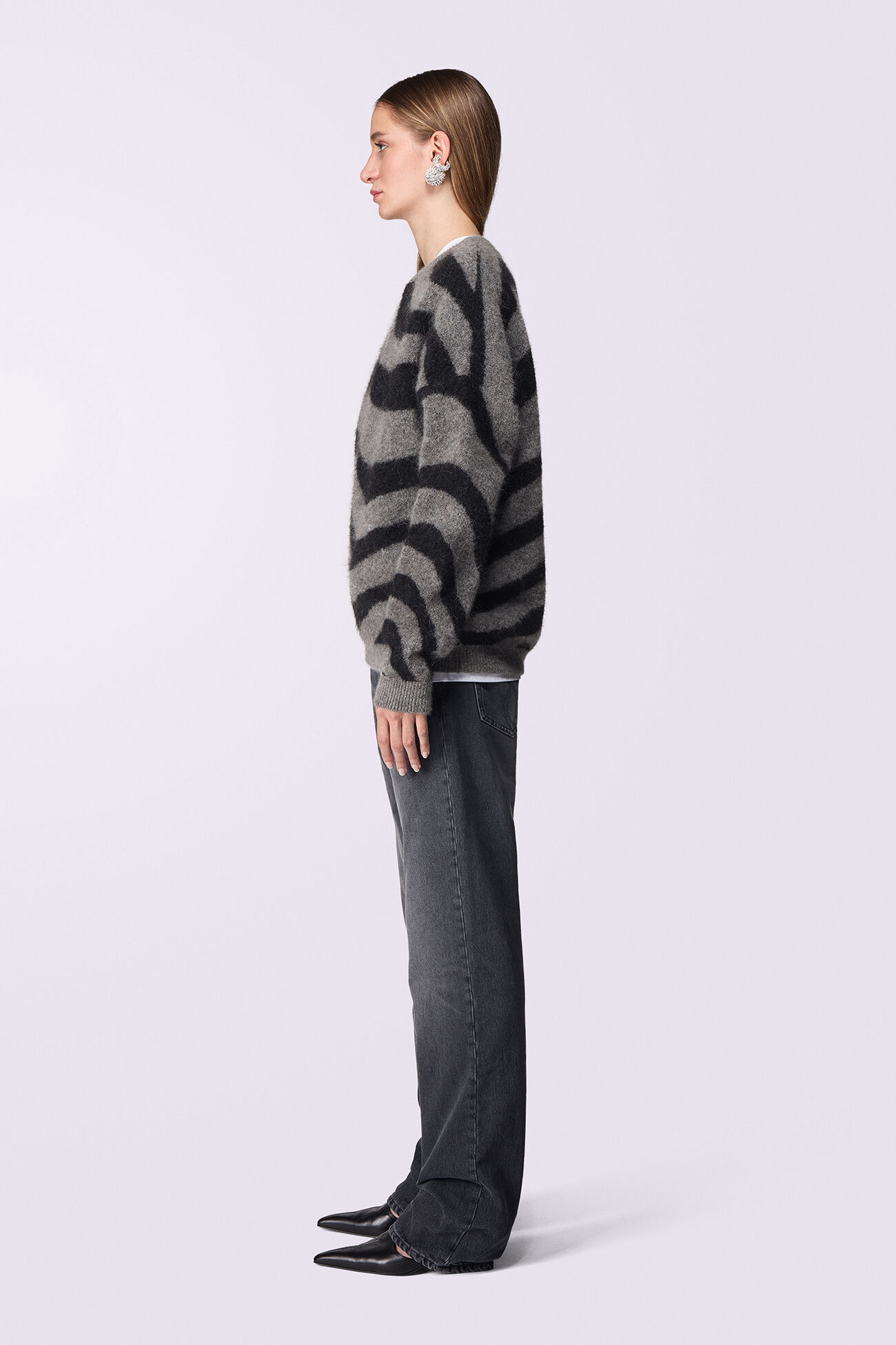 Unisex Candy Stripe Knit Jumper Black