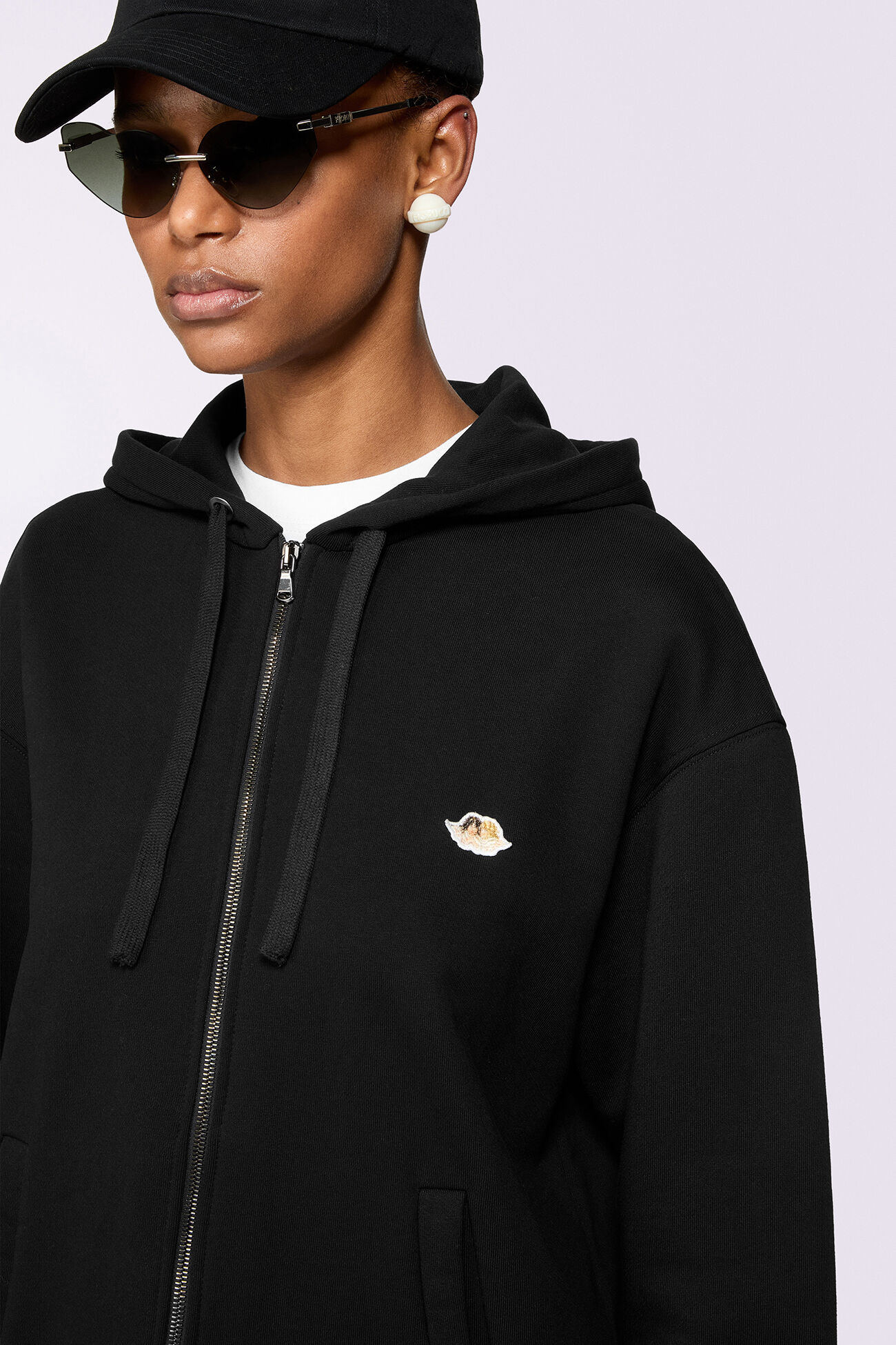 Angels Patch Zip-Up Hoodie Black