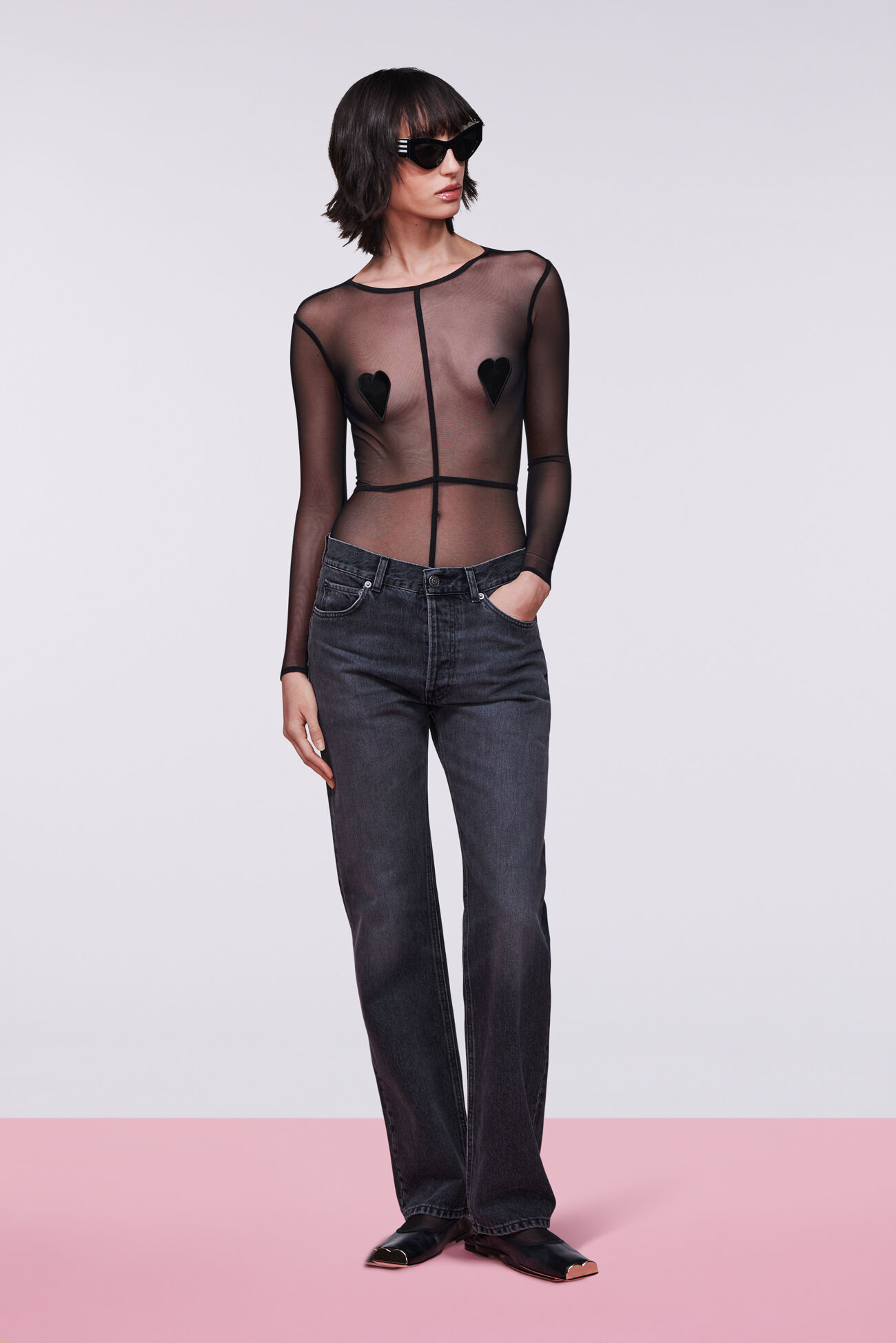 Tulle Heart Top Black