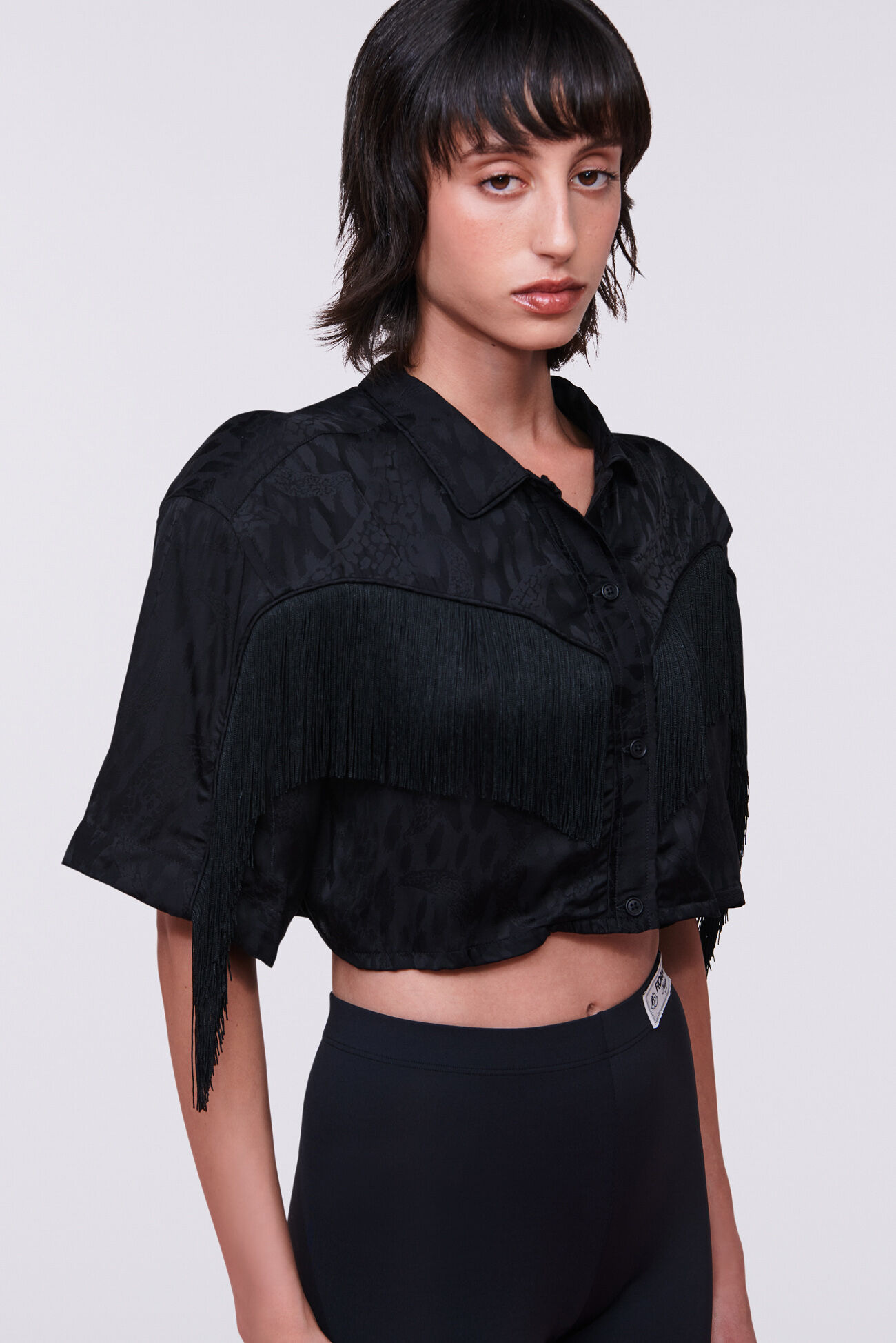 Banimalier Jacquard Fringe Shirt Black