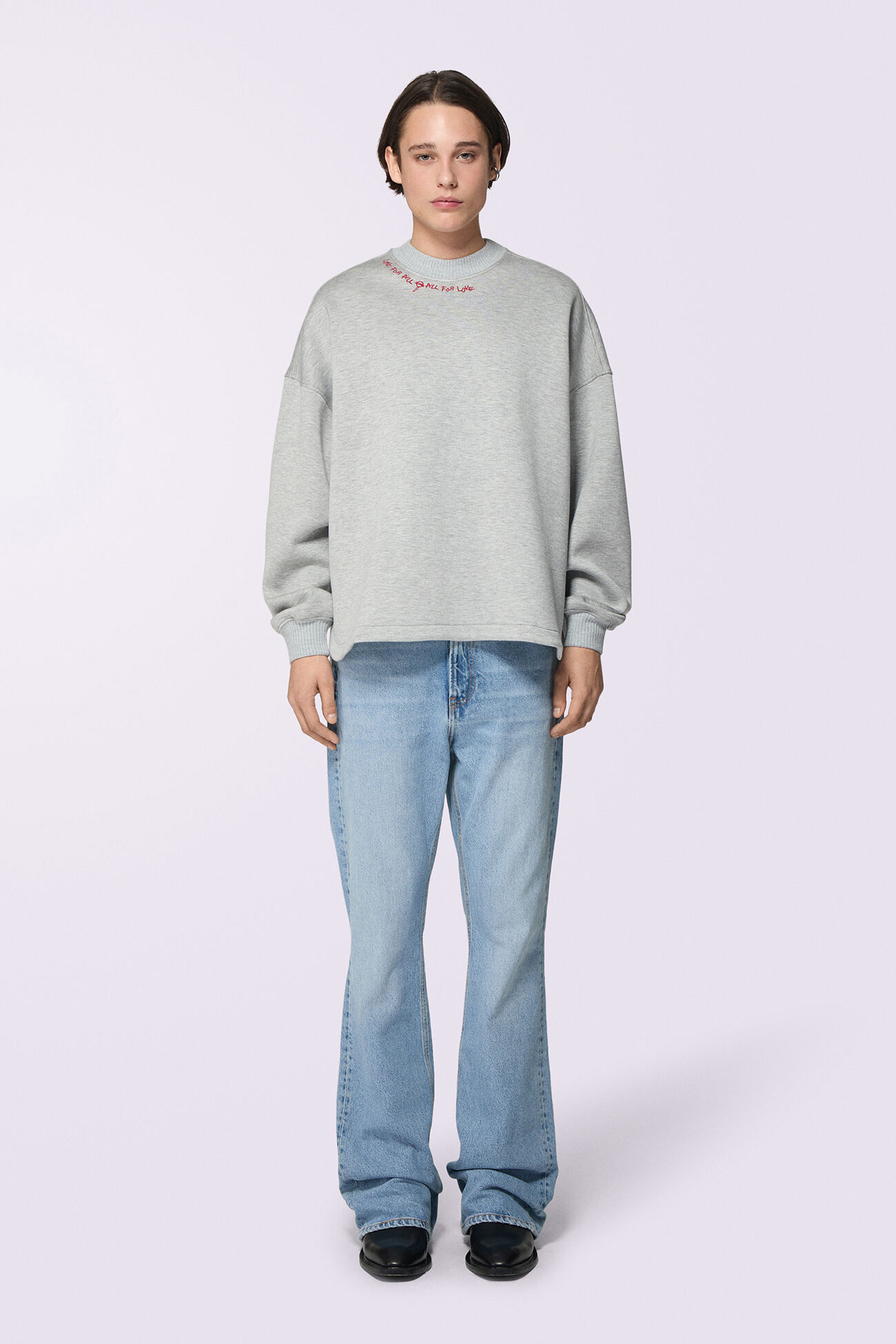 Unisex Embroidered Neoprene Sweatshirt Grey