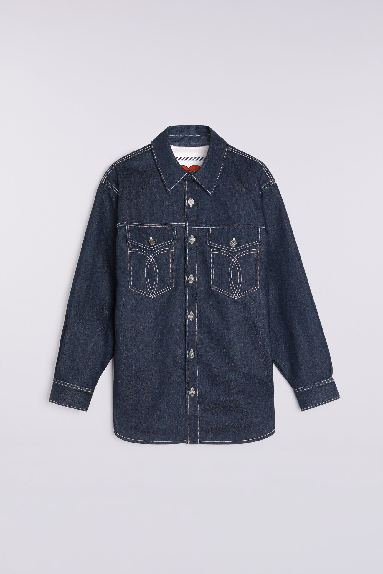 Embroidered Denim Overshirt Indigo