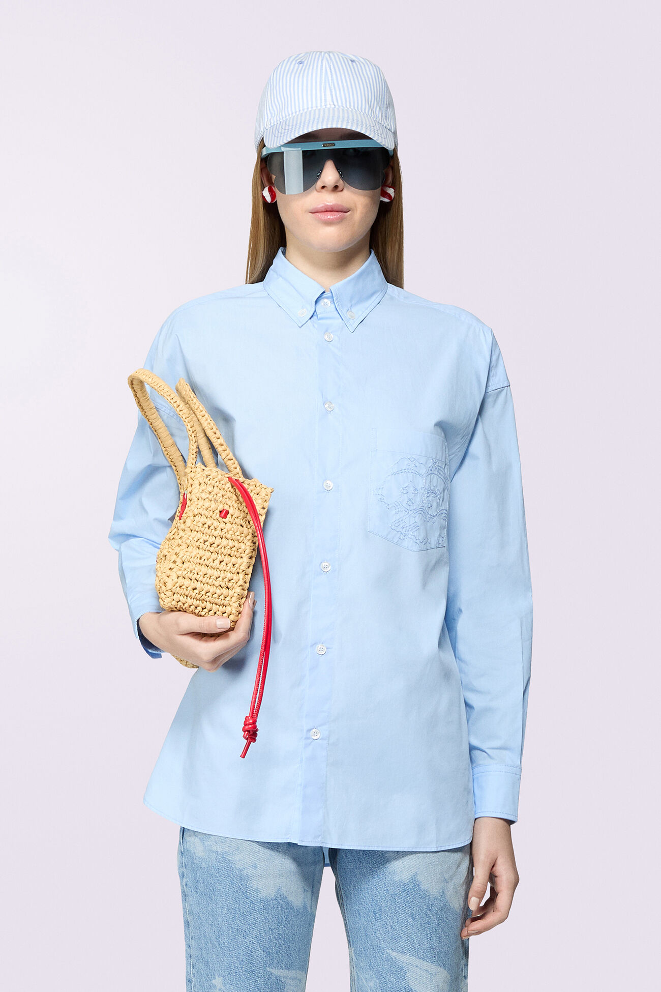 Unisex Embroidered Angels Shirt Blue