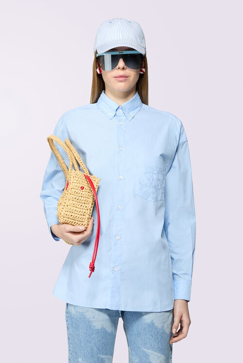 Embroidered Angels Shirt Blue