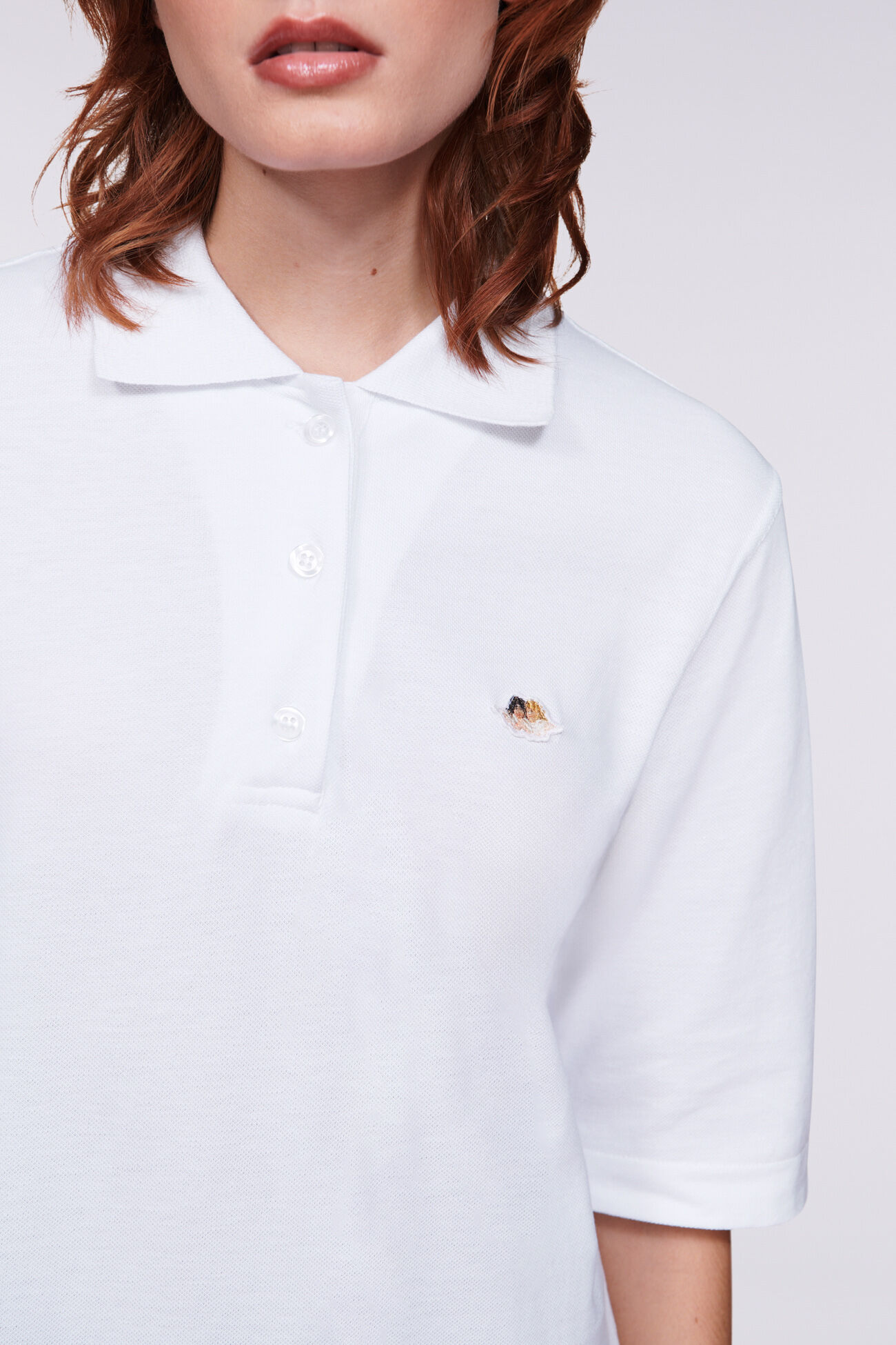 Angels Patch Midi Polo Dress White