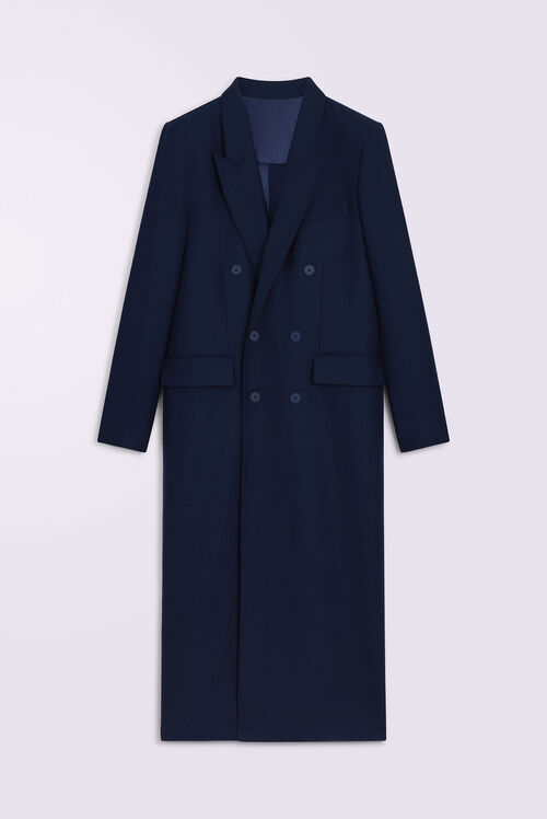 Wool Mix Maxi Coat Navy