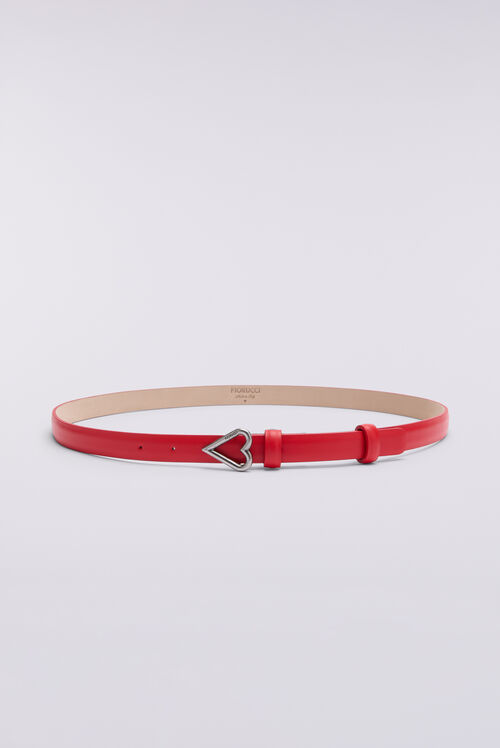 Heart Leather Belt Red