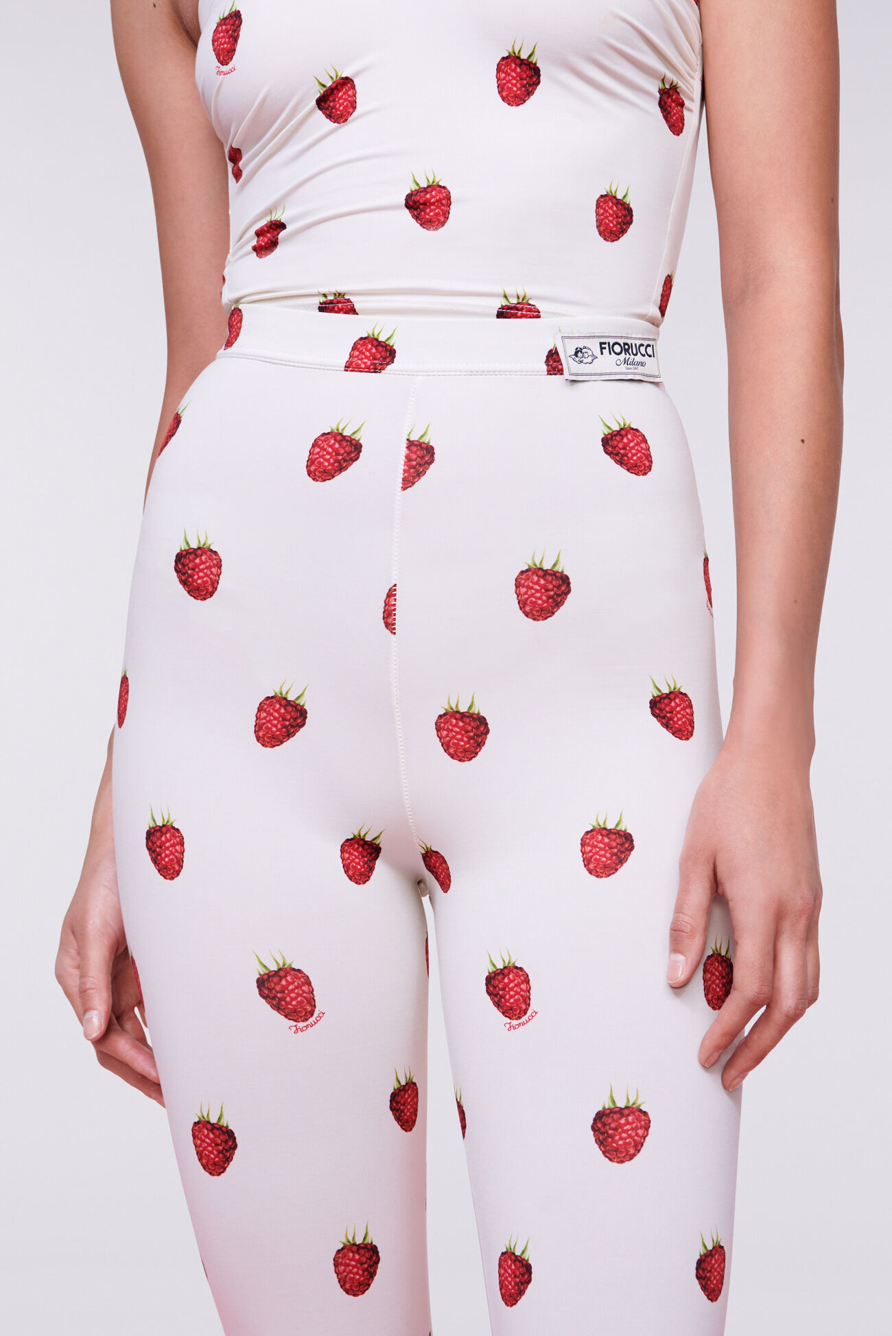 Raspberry Print Biker Shorts White