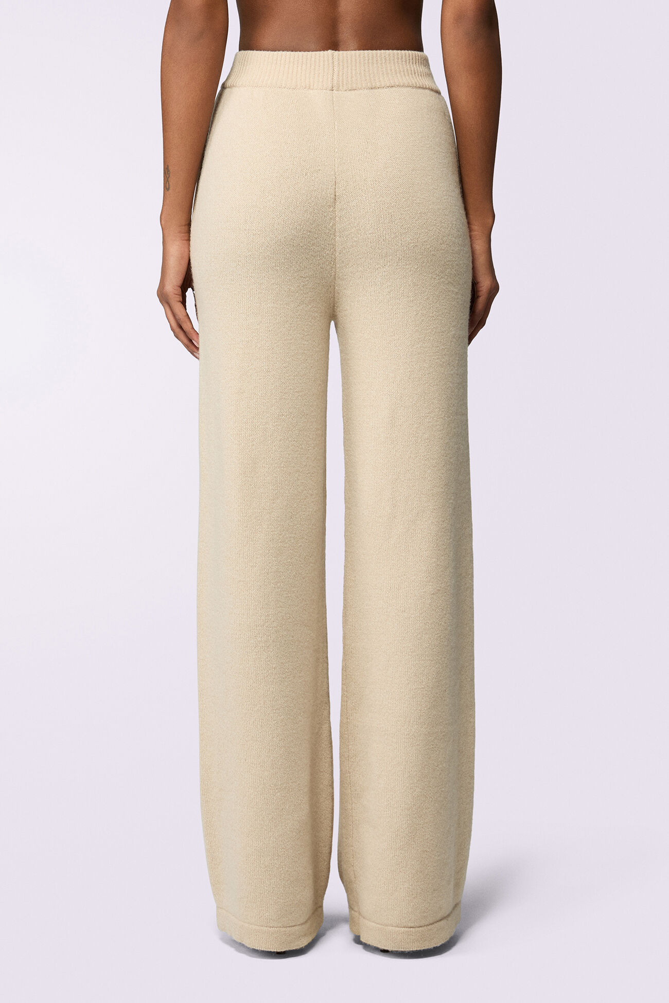 Angels Patch Knit Trousers Beige