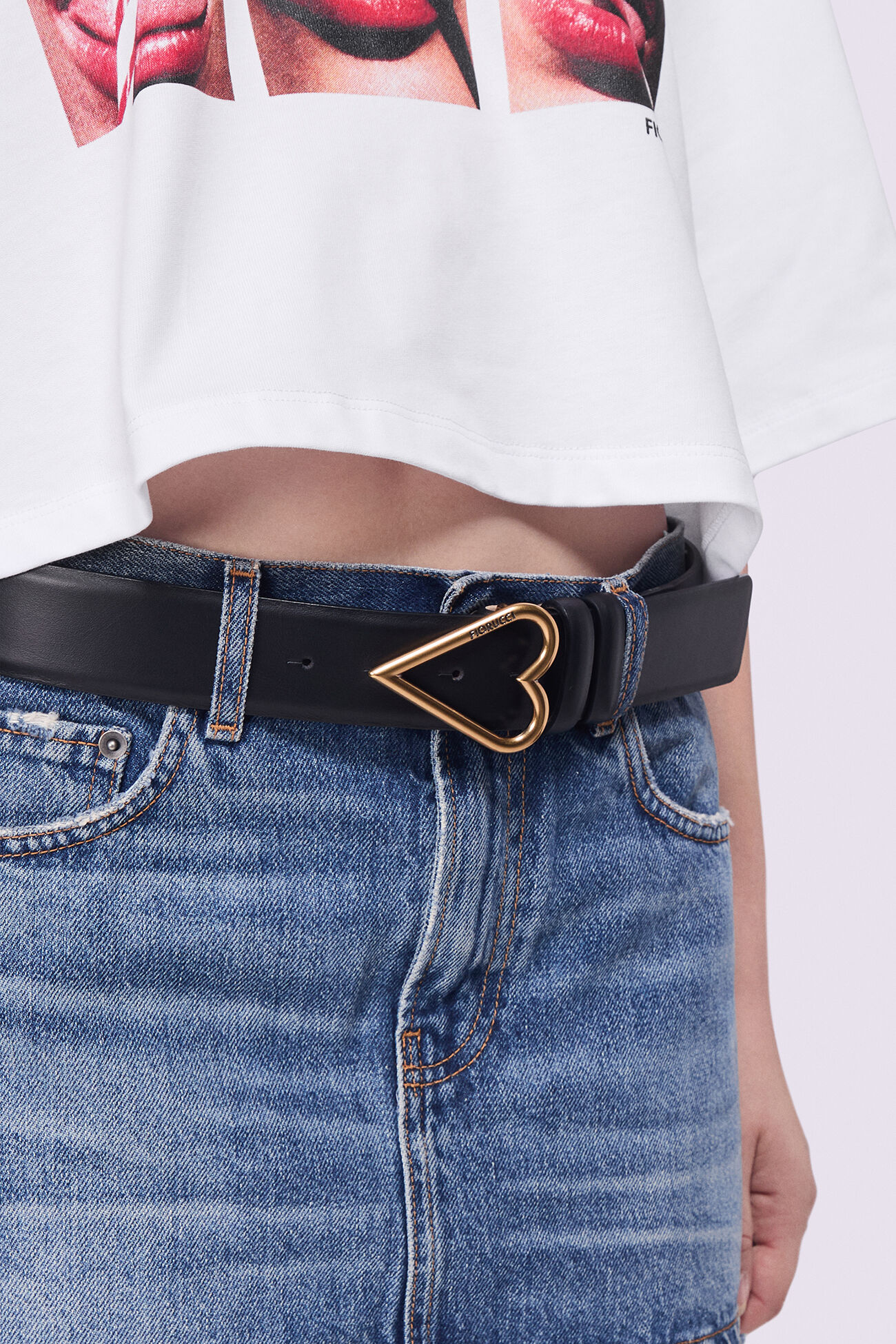 Heart Leather Belt Black