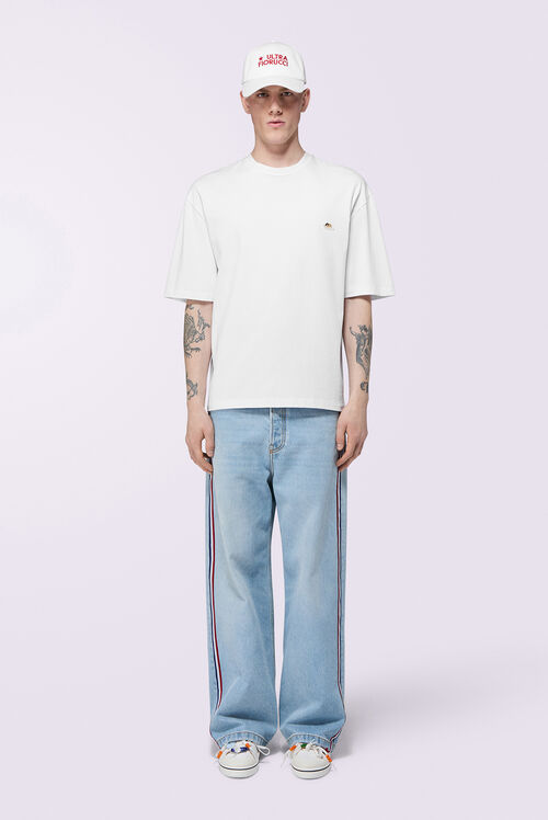 Tricolor Stripe Baggy Jeans Light Blue