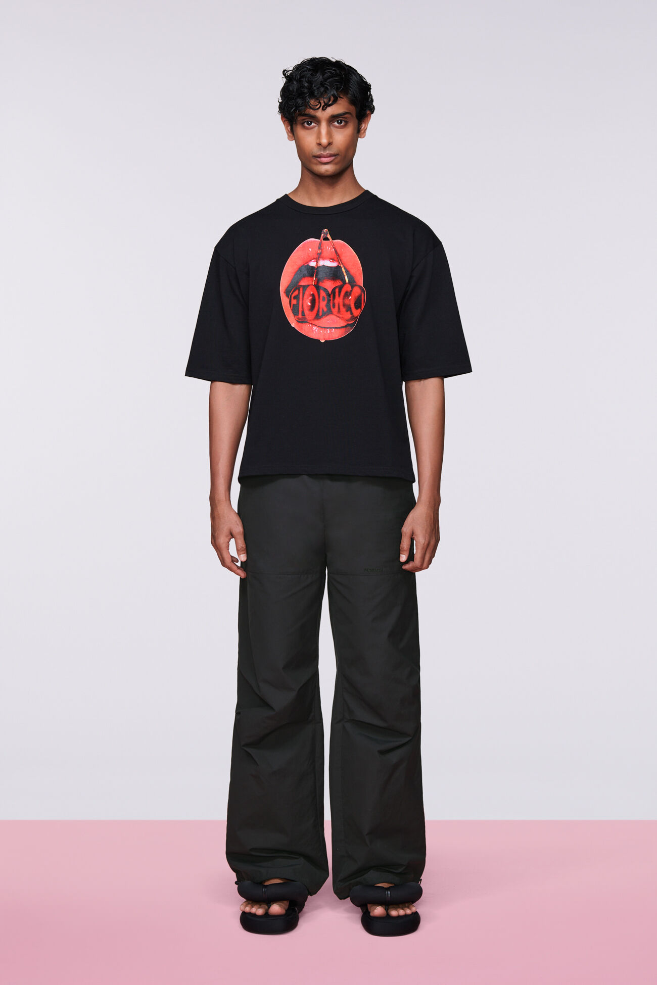 Cherry Mouth Graphic T-Shirt Black