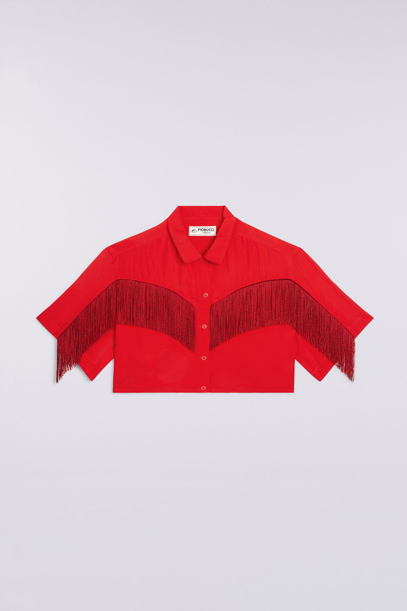 Fringe Crop Shirt Red