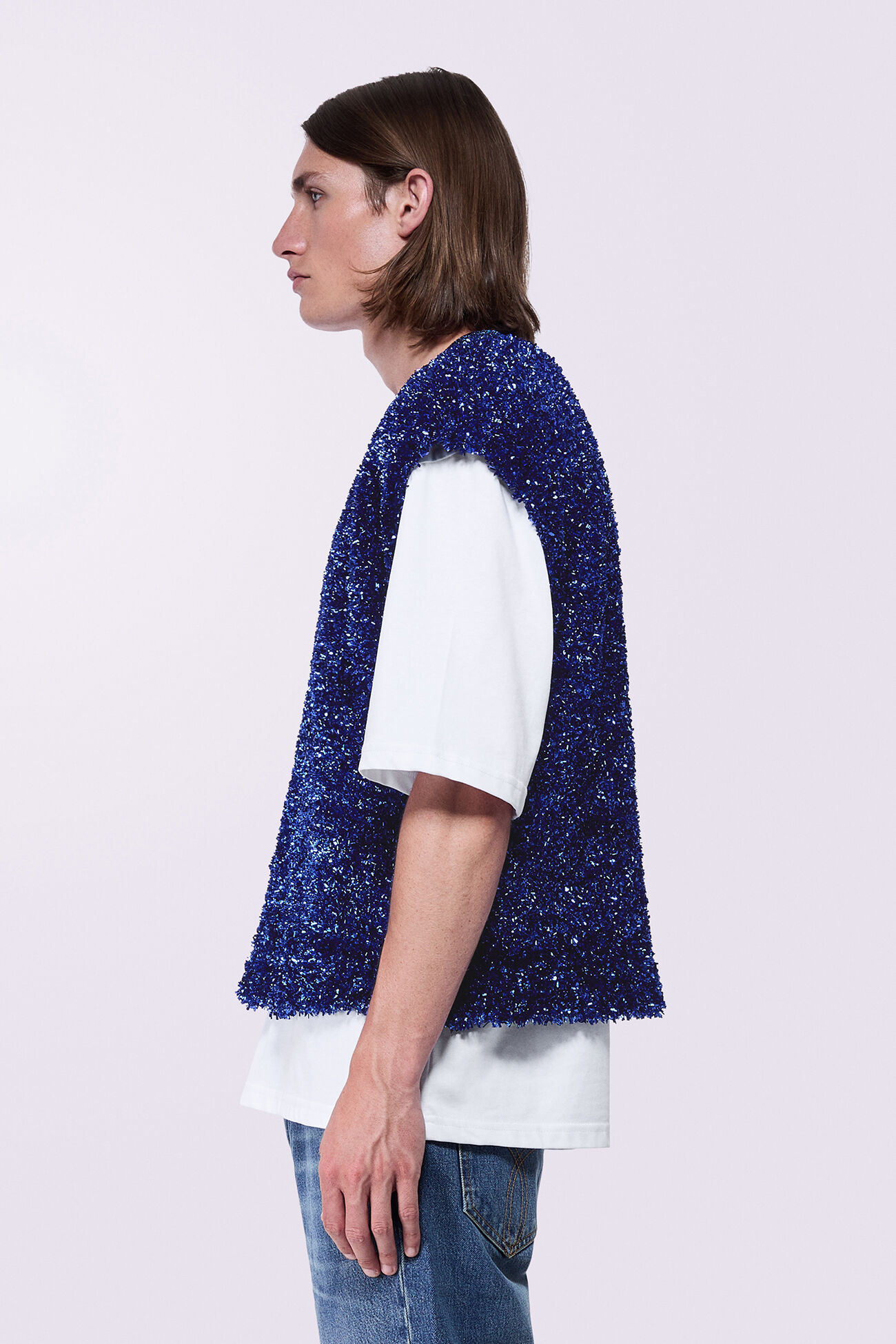 Metallic Knit Vest Blue