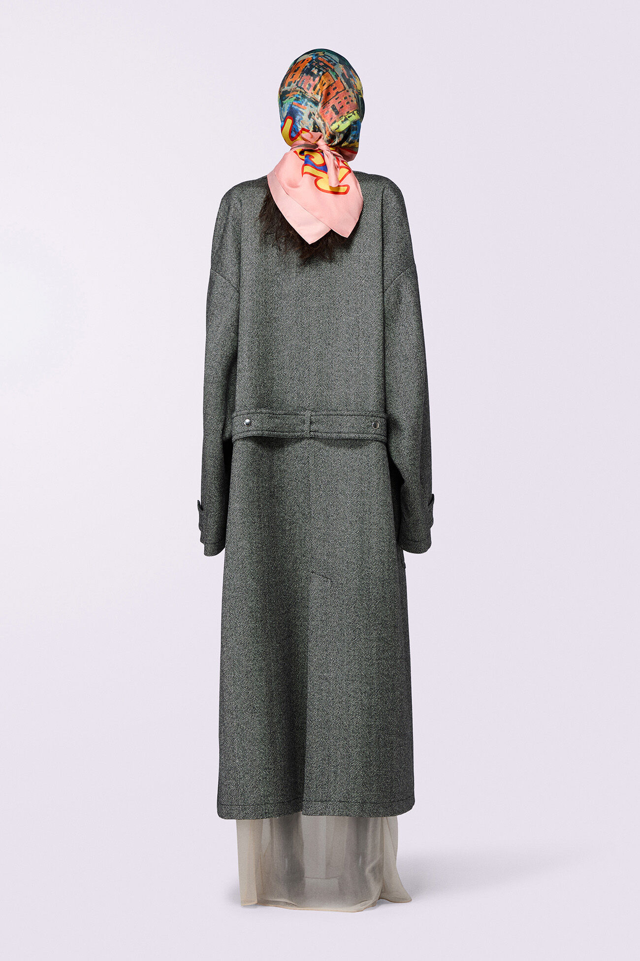 Herringbone Maxi Coat Gray