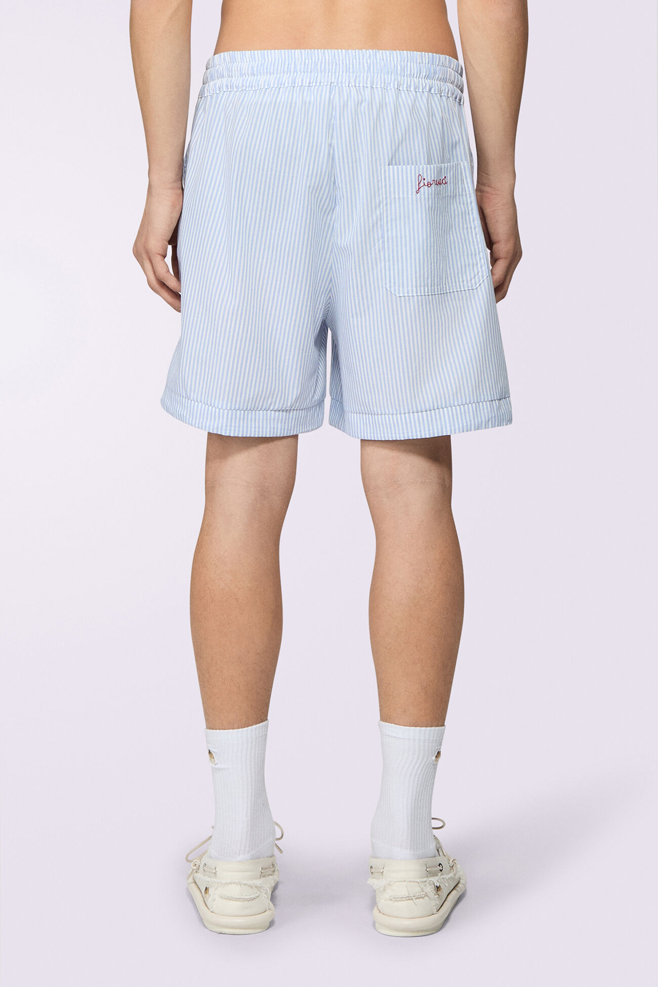 Unisex Logo Stripe Shorts Blue