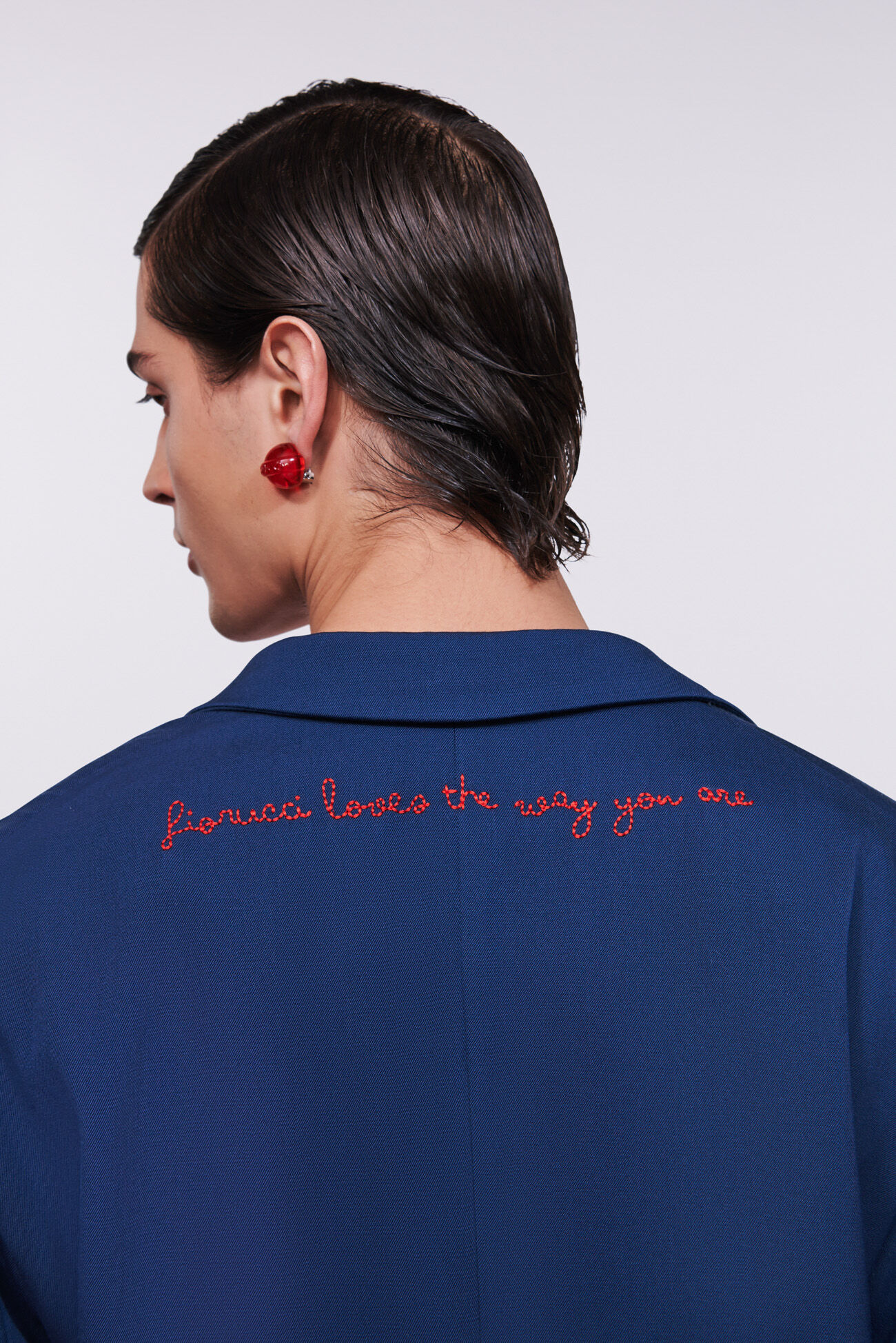 Double Breasted Patch Blazer Blue
