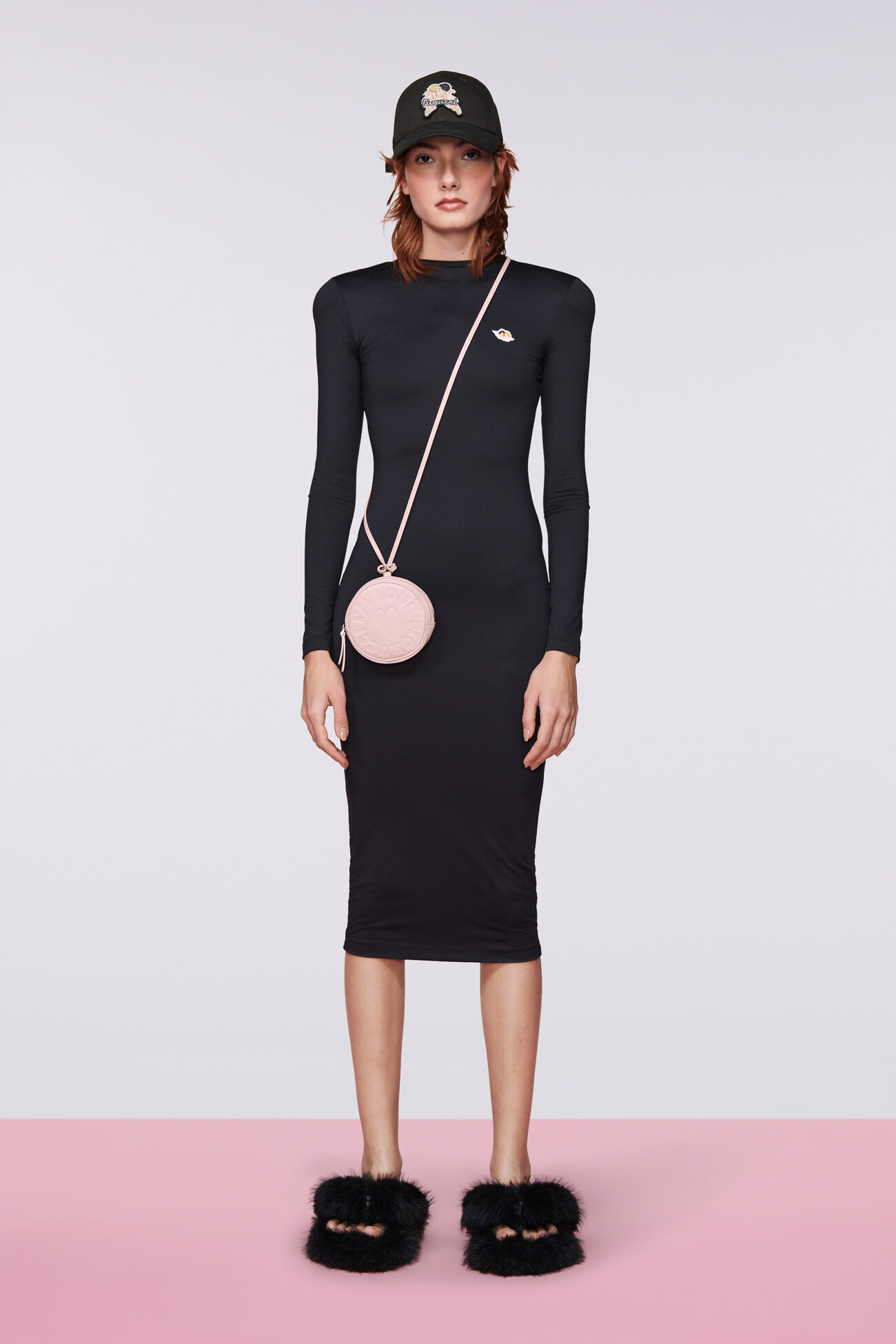 Angels Patch Midi Dress Black