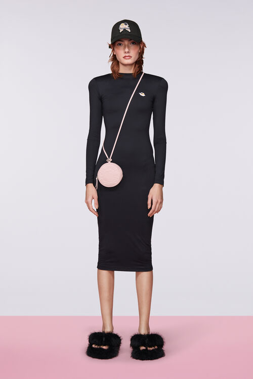Angels Patch Midi Dress Black