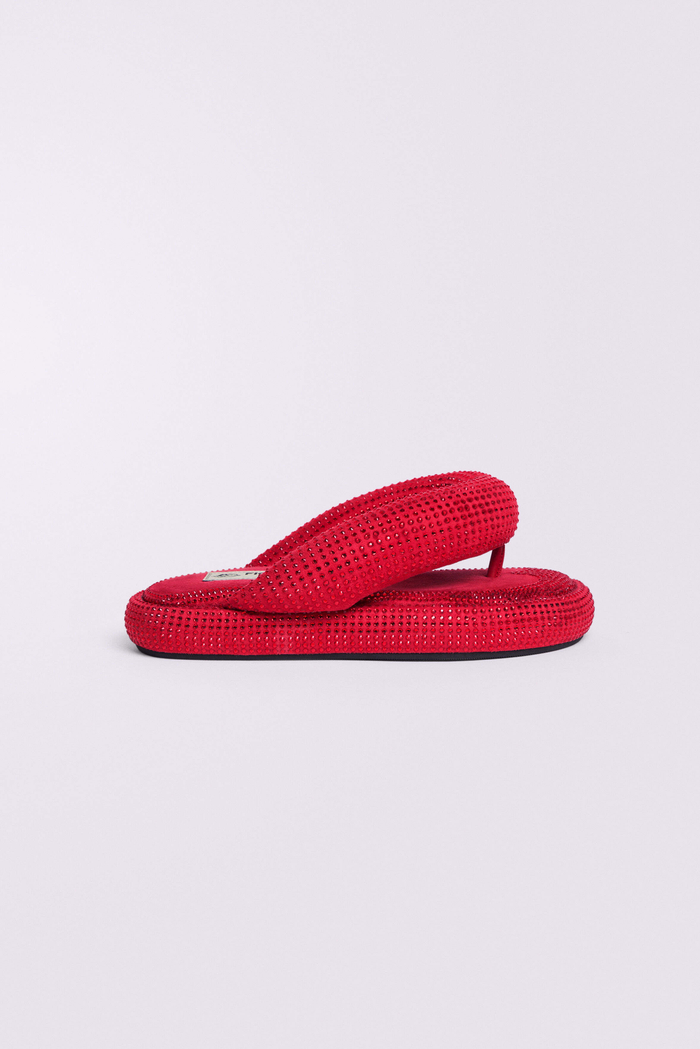 Rhinestone Fluff Flops Red