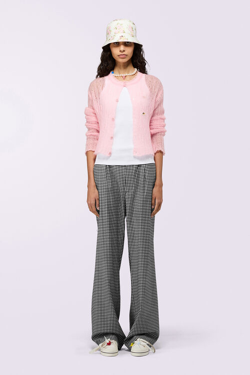 Gingham Trousers Black