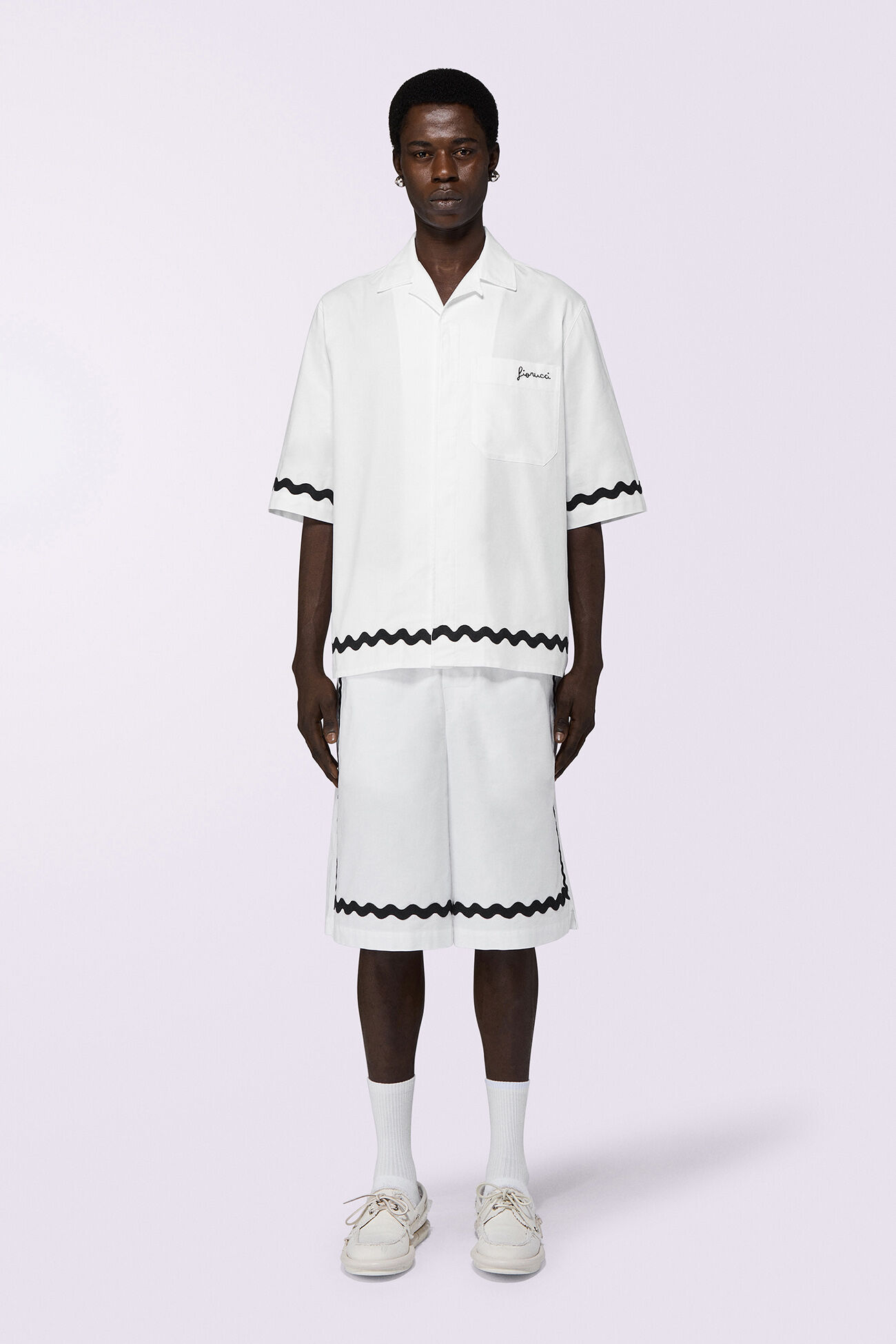 Embroidered Bowling Shirt White