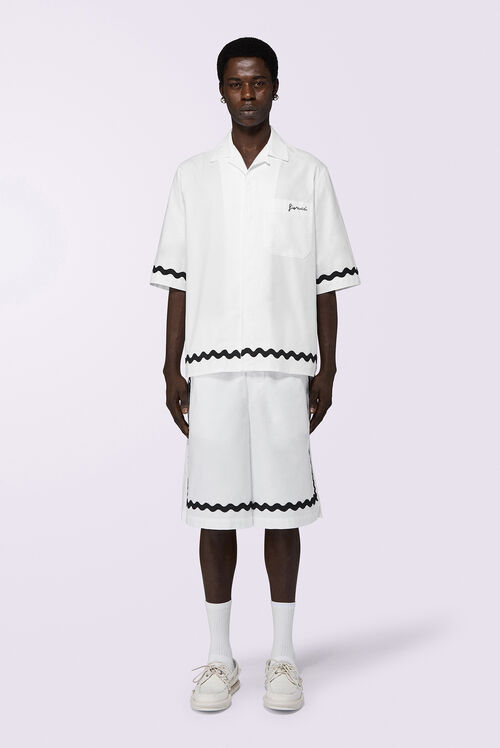Embroidered Bowling Shirt White