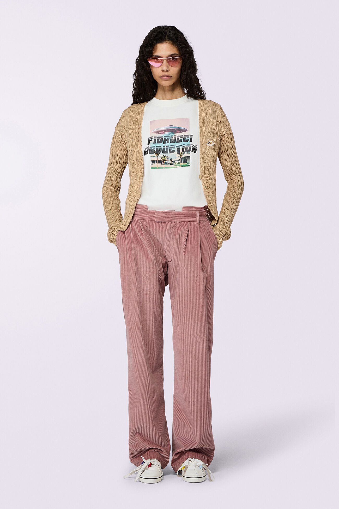 Logo Label Corduroy Trousers Pink