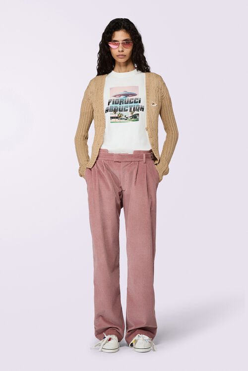 Logo Label Corduroy Trousers Pink