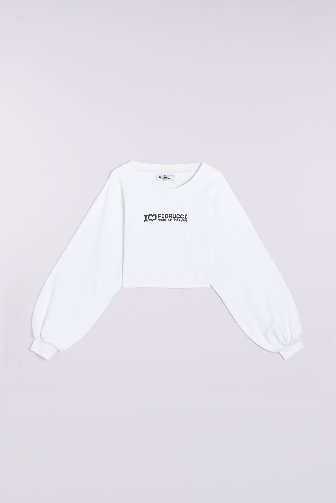 I Love Fiorucci Crop Sweatshirt White