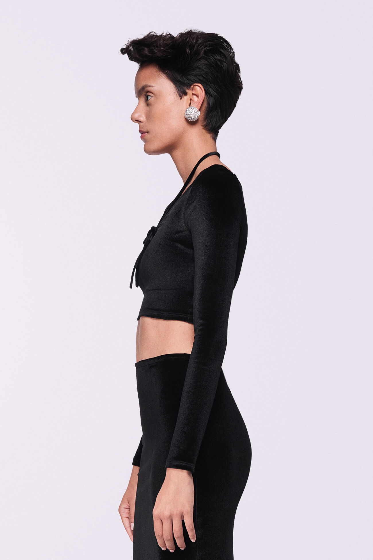 Velour Halter Top Black