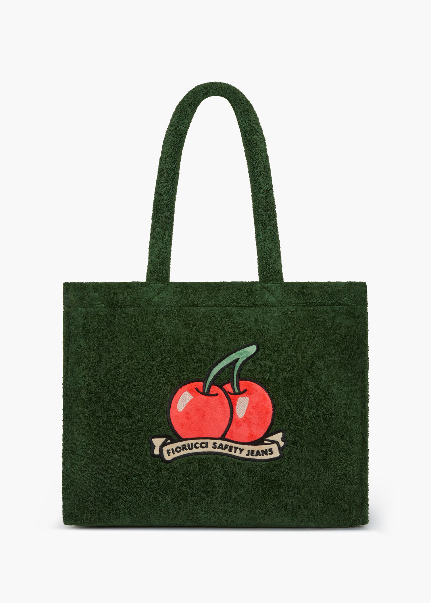 Cherry Towelling Tote Bag Green