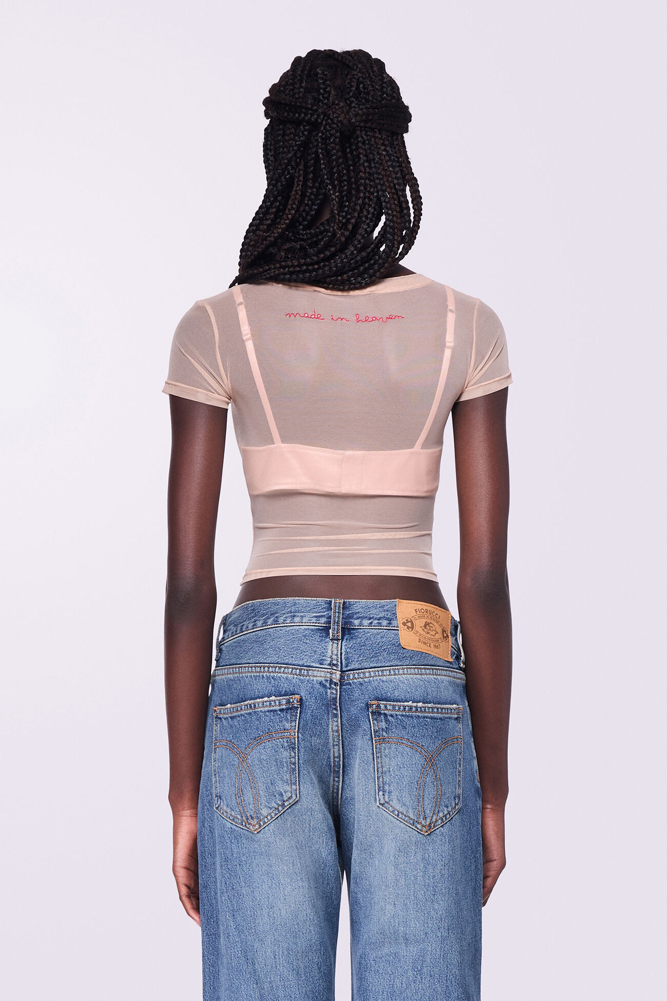 Tulle Crop Top Beige