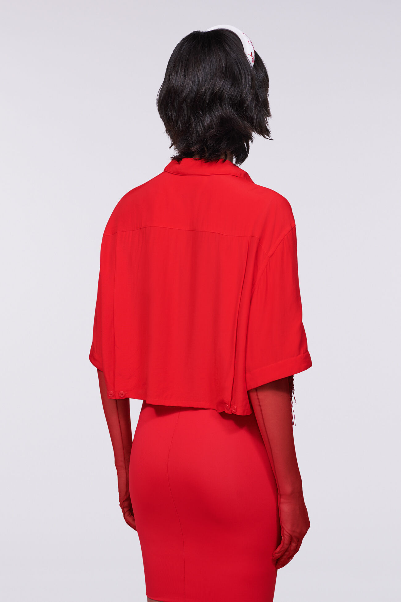 Fringe Crop Shirt Red