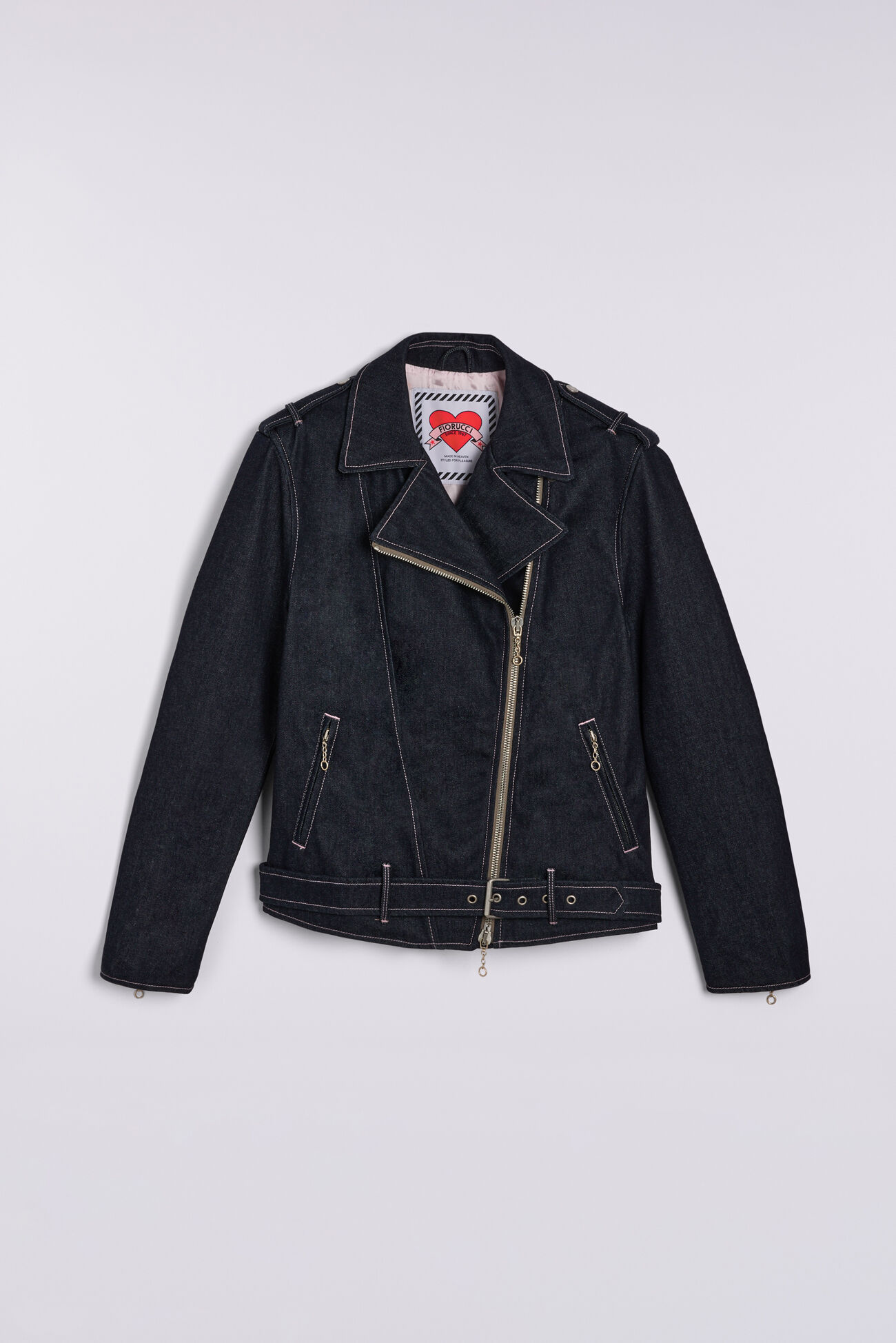 Unisex Biker Denim Jacket Dark Blue