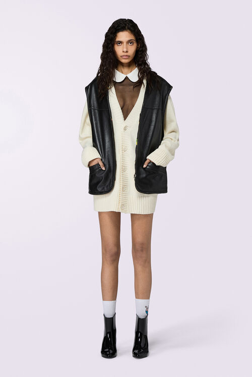 Angels Patch Oversized Cardigan Cream