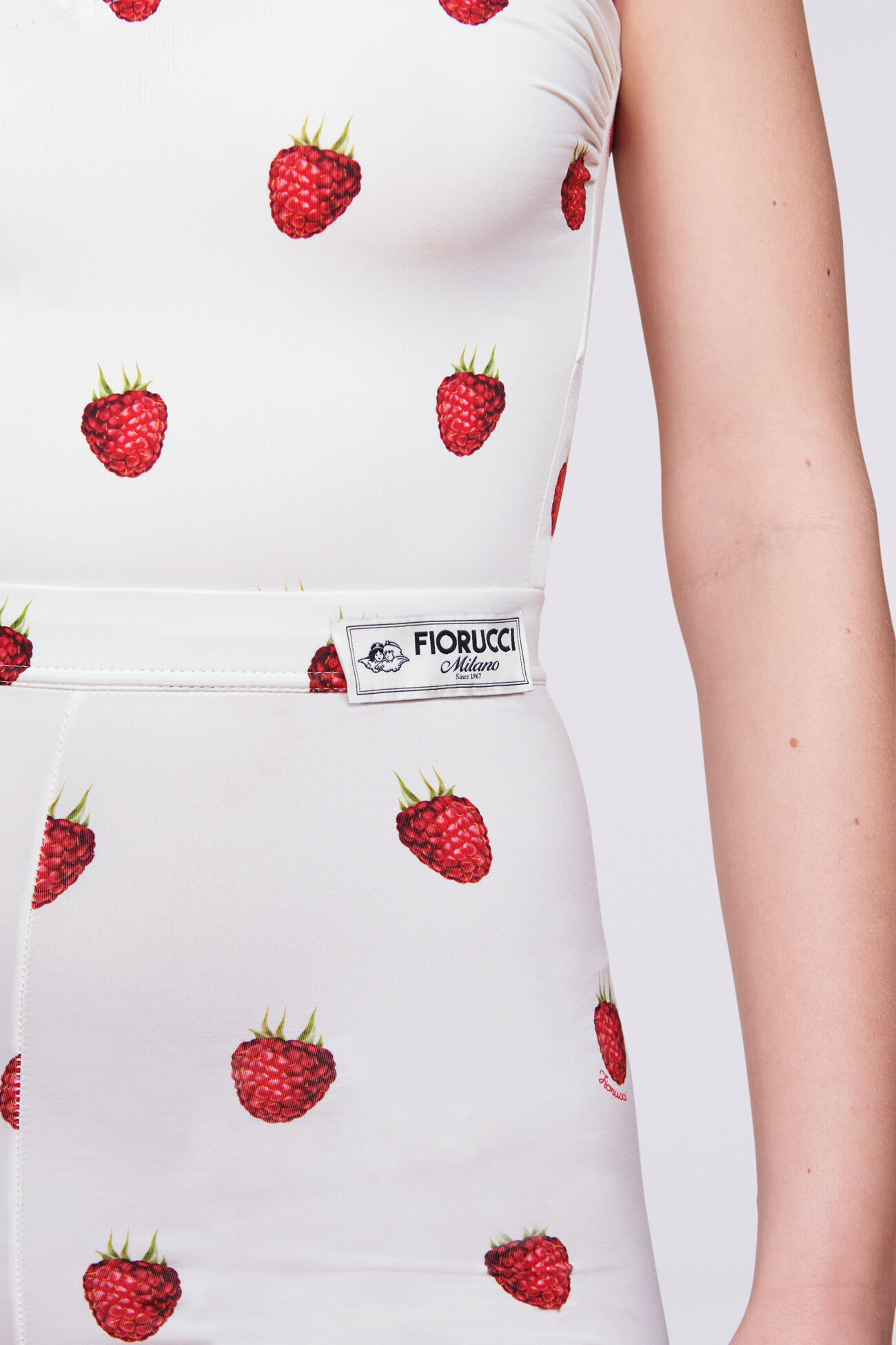 Raspberry Print Biker Shorts White