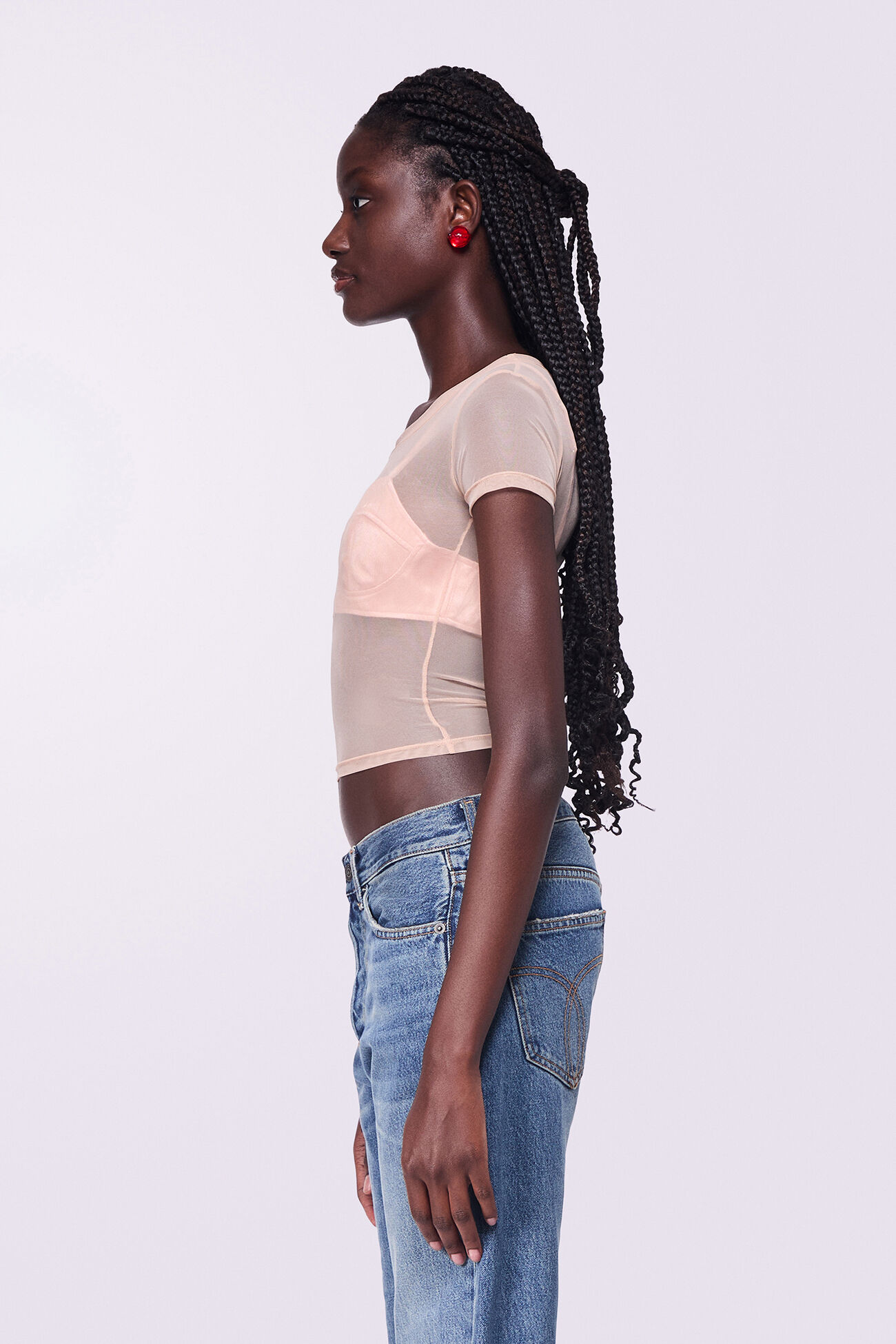 Tulle Crop Top Beige