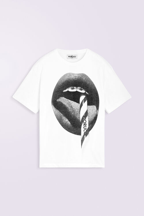 Unisex Mouth Graphic T-Shirt White