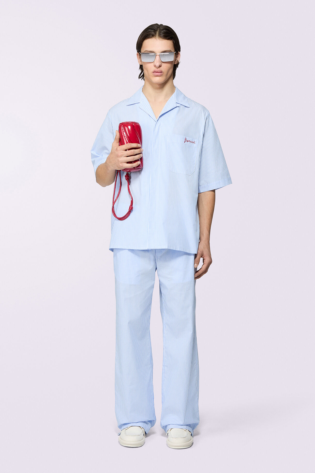 Unisex Logo Stripe Trousers Blue