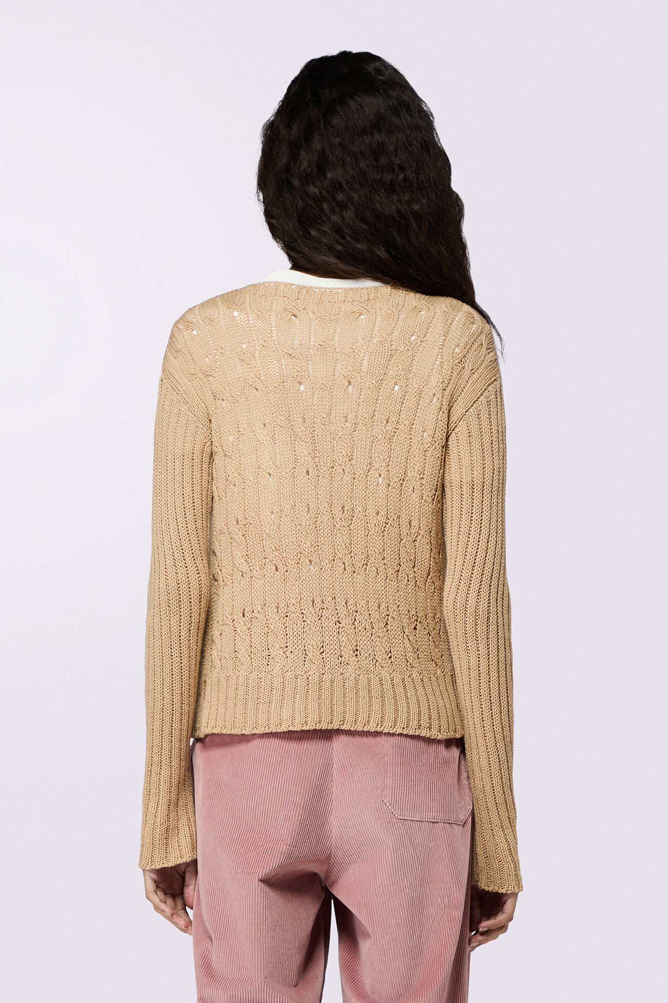 Angels Patch Cableknit Cardigan Beige