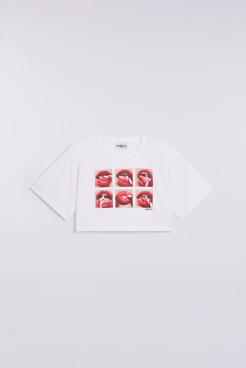 Unisex Mouth Crop T-Shirt White