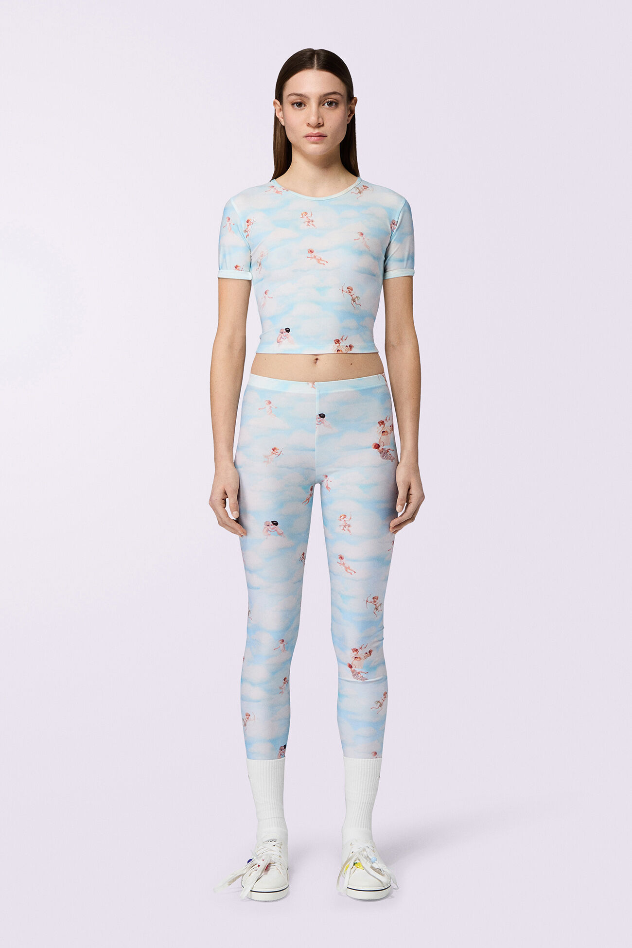 Beatitudo Print Crop Top Blue