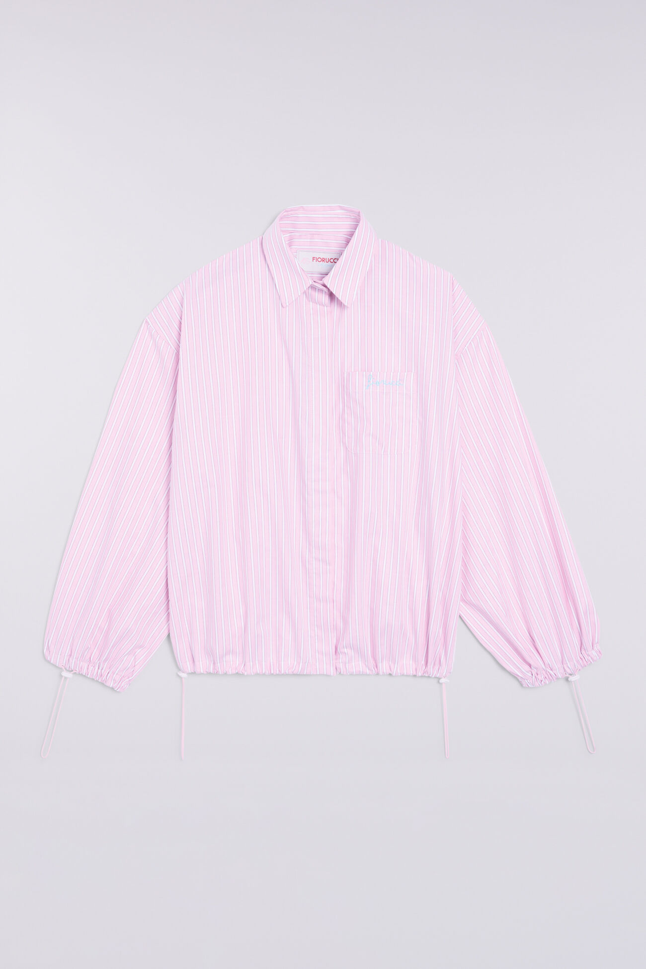 Embroidered Striped Shirt Pink