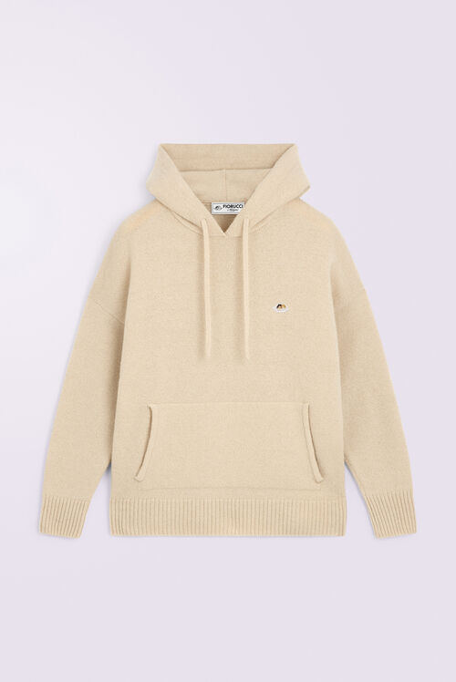 Angels Patch Knit Hoodie Beige